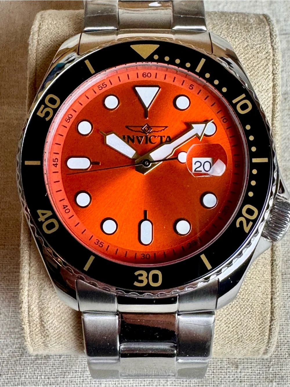 Invicta Pro Diver Orange Dial Black Bezel 46mm Quartz Watch 47159 NWT